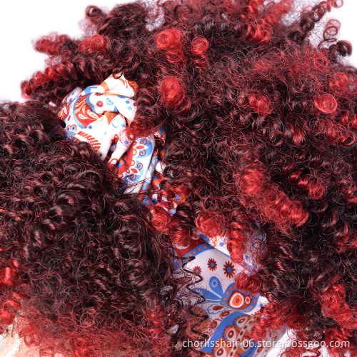 Free Sample Wholesale Bug Natural Heat Resistant Kinky Curly Afro Short Wig Synthetic Hair Headband Wigs For Black Women